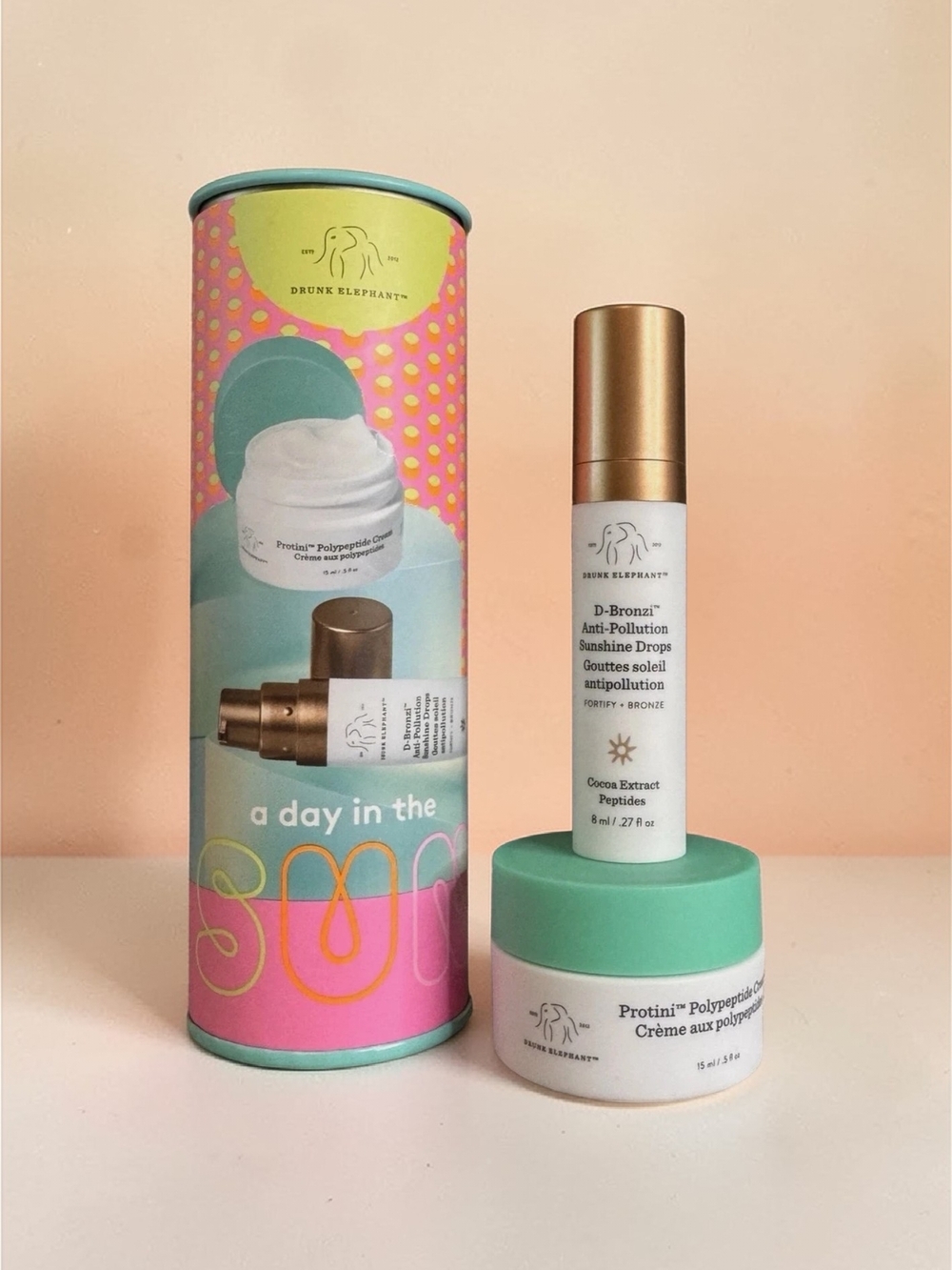 Drunk Elephant Protini/D-Bronzer Moisturizer Kit, A Day In The Sun! NWT - Picture 2 of 10